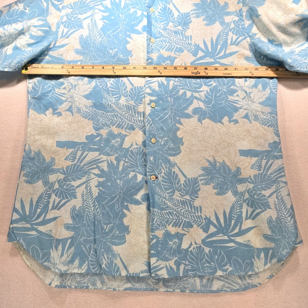 Daniel Cremieux Collection Mens XL Linen Cotton Tropical Floral Shirt Blue L/S - Picture 5 of 8